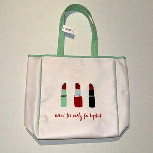 Clinique x Kate Spade Women's Tote Bag Never Too Early For Lipstick White